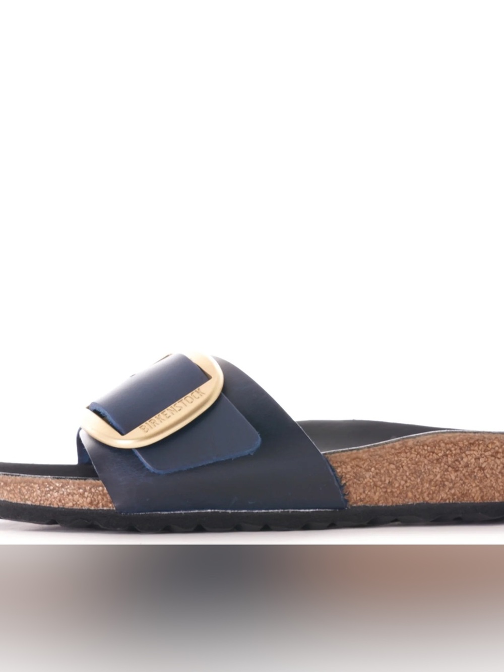 Birkenstock Navy Madrid Slides with Gold Buckles